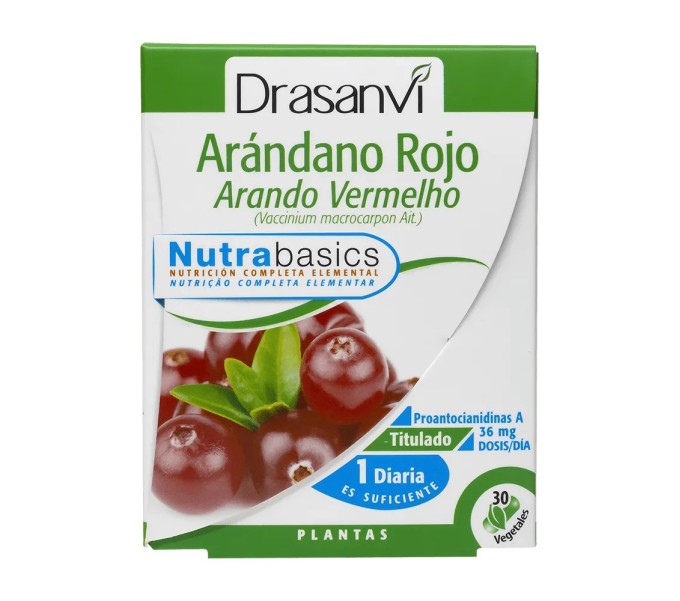 Comprar online ARANDANO ROJO 30 CAP NUTRABASICS DRASANVI