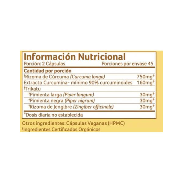 TURMERIC FORMULA (CURCUMA) (SISTEMA INMUNE/ANTIINFLAMATORIO) 90 CAPS ORGANIC INDIA SATYALOKA