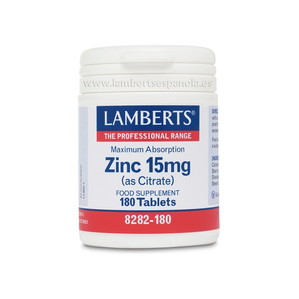 Comprar ZINC CITRATO 15 MG 180 COMP LAMBERTS online - Coliseum