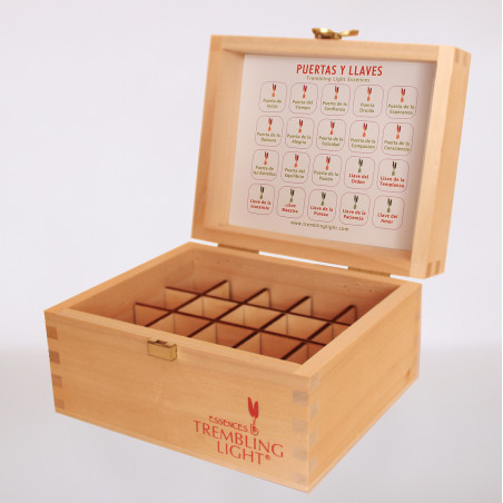 TREMBLING LIGHT CAJA DE MADERA PARA 20 ESENCIAS PUERTAS Y LLAVES