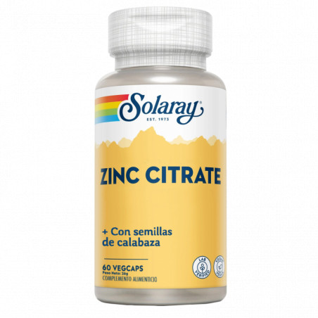 Comprar online ZINC 25MG SEMILLAS CALABAZA 50MG 60 VEG SOLARAY - Farmacia Coliseum