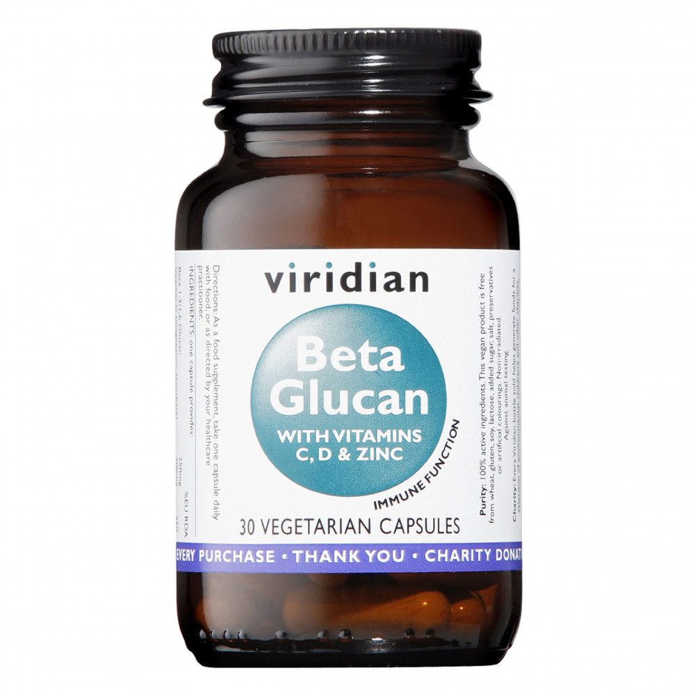 Comprar BETAGLUCANO 1,3/1,6 CON VIT C D3 ZN 30 CAP VIRIDIAN online - Farmacia Coliseum