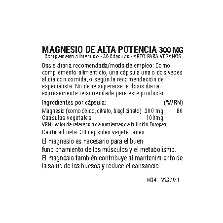 Comprar online MAGNESIO ALTA POTENCIA 300 MG 30 VEG CAPS VIRIDIAN - Farmacia Coliseum
