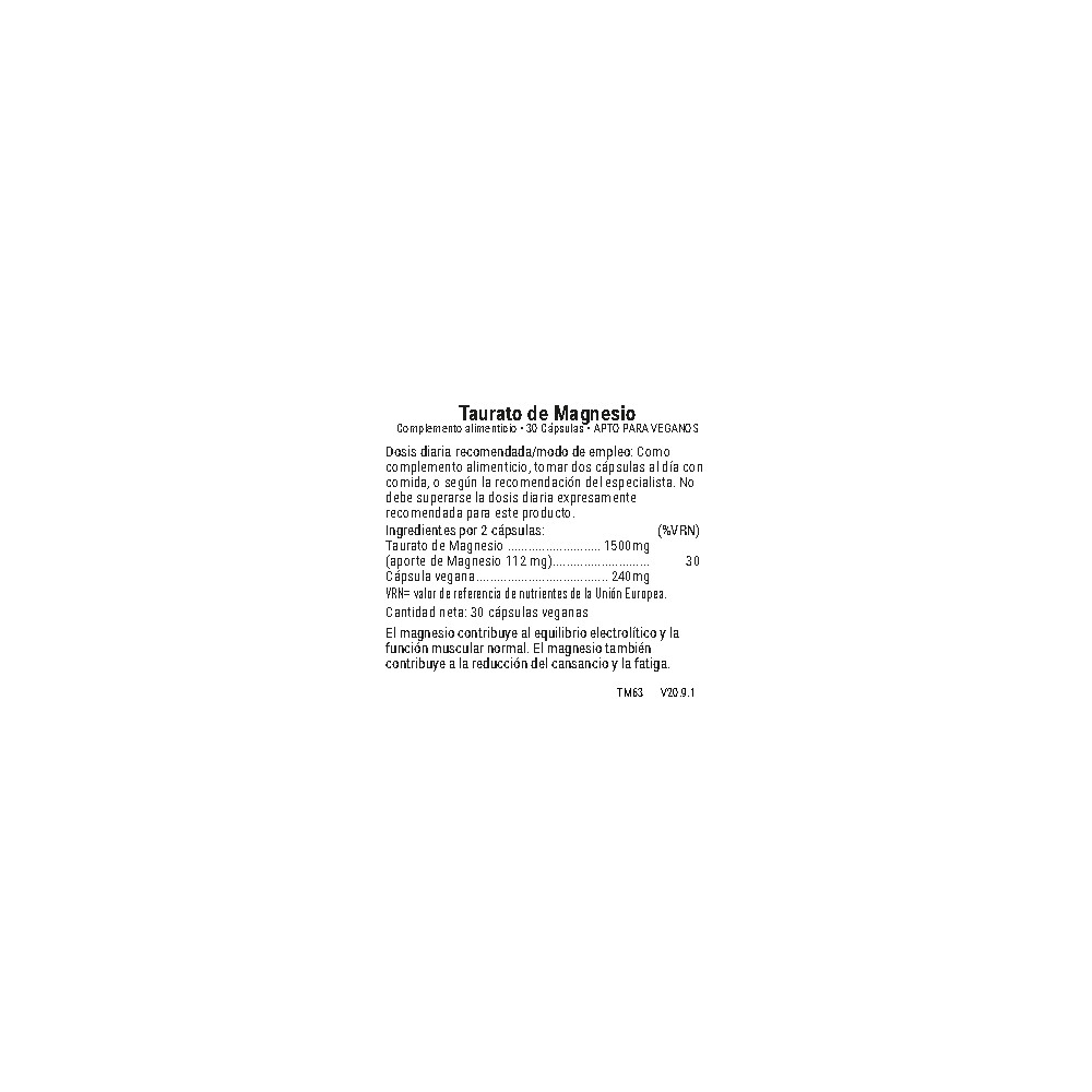 Comprar MAGNESIO TAURATO 30 CAP VIRIDIAN online - Farmacia Coliseum