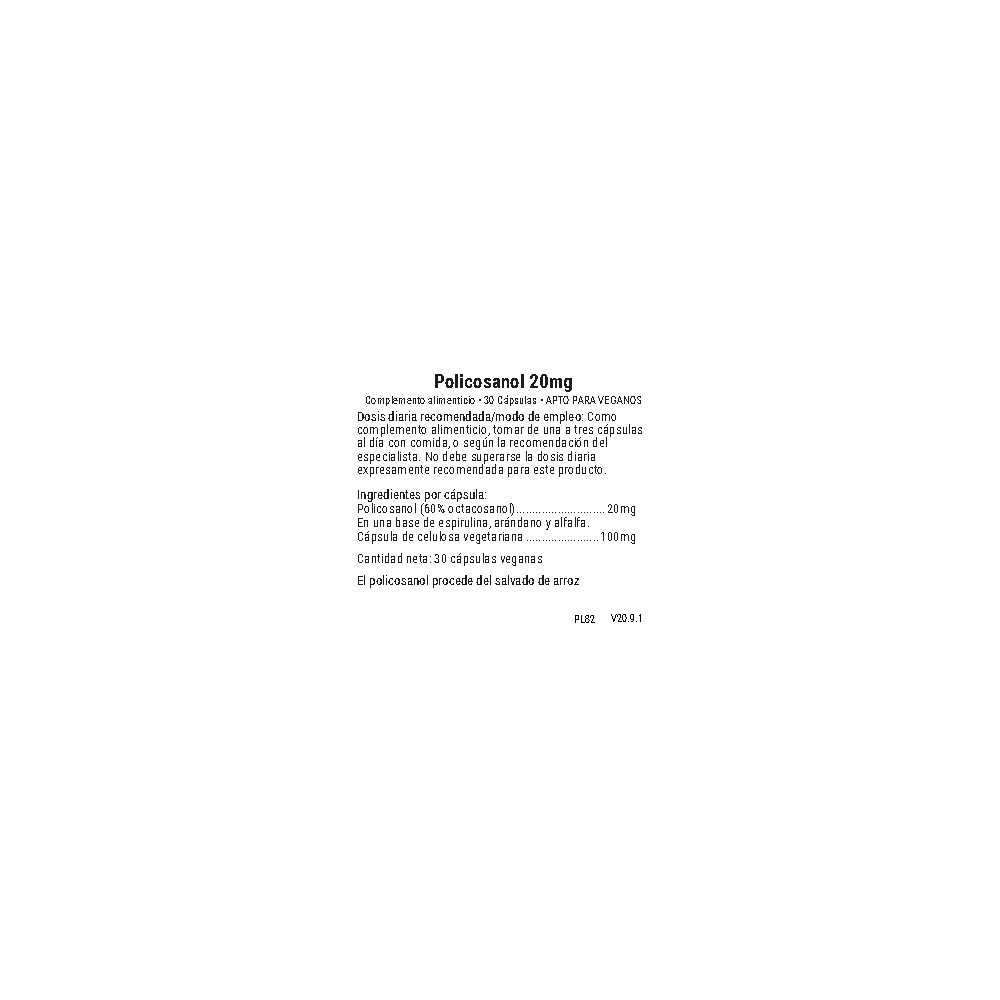 Comprar online POLICOSANOL 20 MG 30 CAP VIRIDIAN - Farmacia Coliseum