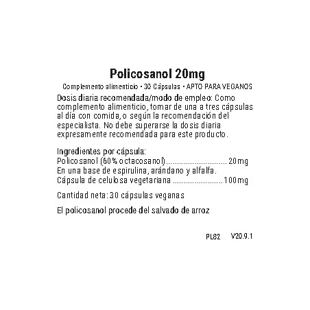 Comprar online POLICOSANOL 20 MG 30 CAP VIRIDIAN - Farmacia Coliseum