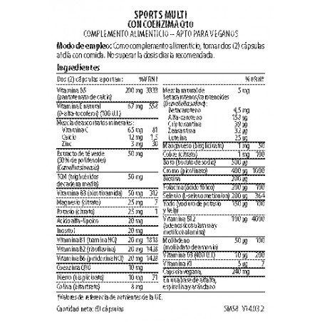 Comprar SPORTS MULTI 60 VEG CAPS VIRIDIAN online - Farmacia Coliseum