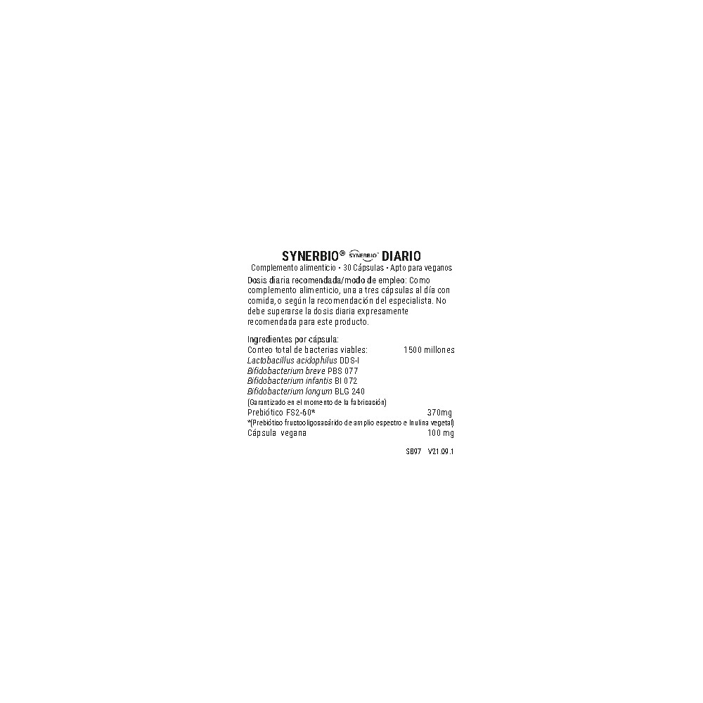 Comprar online SYNERBIO DIARIO 30 VEG CAPS VIRIDIAN - Farmacia Coliseum