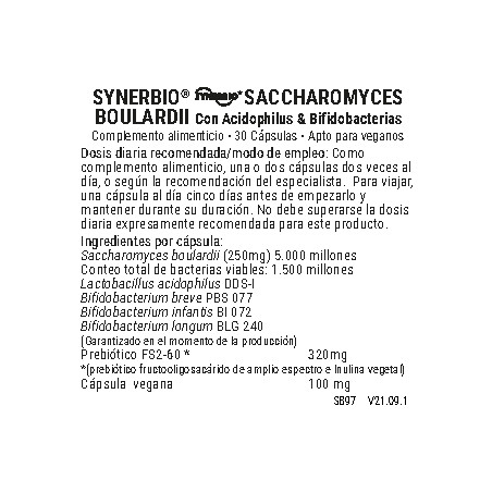 Comprar online SYNERBIO SACCHAROMYCES BOULARDII 30 VEG CAPS VIRIDIAN - Farmacia Coliseum
