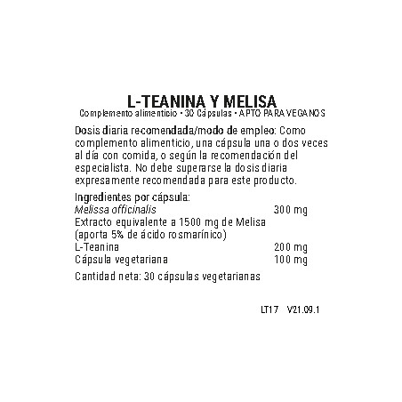 Comprar online TEANINA 200 MG Y MELISA 30 VEG CAPS VIRIDIAN - Farmacia Coliseum