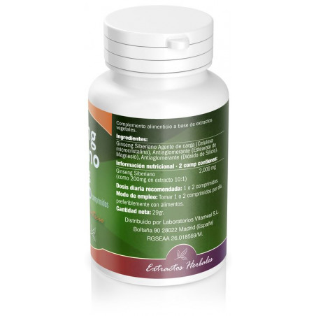 Comprar GINSENG SIBERIANO 1000 MG 60 COMP NATURBITE online - Farmacia Coliseum