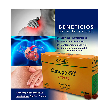 Comprar OMEGA 50 30/20 30 PERLAS ZEUS online - Farmacia Coliseum