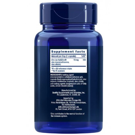 Comprar ZINC CAPS 15 MG 150 VEG CAP LIFE EXTENSION - Farmacia Coliseum
