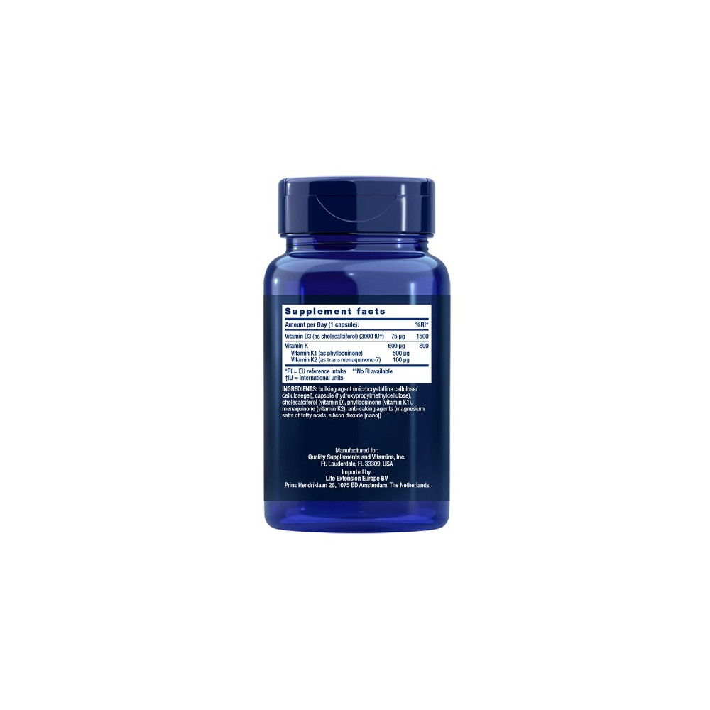 Comprar VITAMINS D AND K 60 VEG CAP EU VERSION LIFE EXTENSION - Farmacia Coliseum