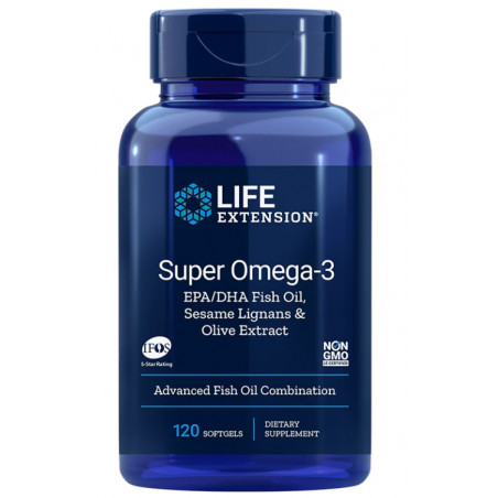 SUPER OMEGA-3 EPA DHA CON SESAME LIGNANS & OLIVE EXTRACT 120 PERLAS LIFE EXTENSION