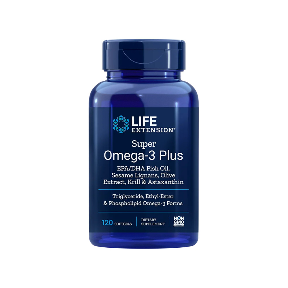SUPER OMEGA-3 PLUS EPA DHA CON SESAME LIGNANS OLIVE EXTRACT KRILL & ASTAXANTHIN 120 PERLAS LIFE EXTENSION