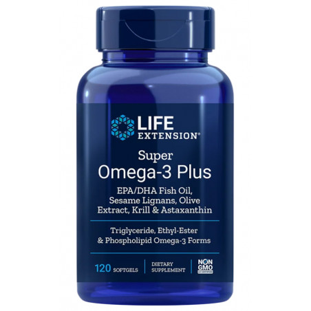 SUPER OMEGA-3 PLUS EPA DHA CON SESAME LIGNANS OLIVE EXTRACT KRILL & ASTAXANTHIN 120 PERLAS LIFE EXTENSION