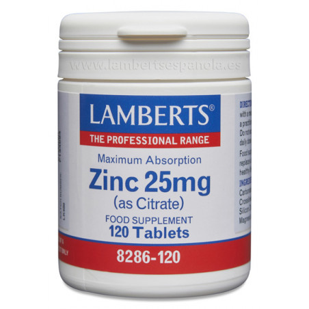 Comprar  ZINC 25MG (CITRATO) 120 TABS LAMBERTS - Farmacia Coliseum